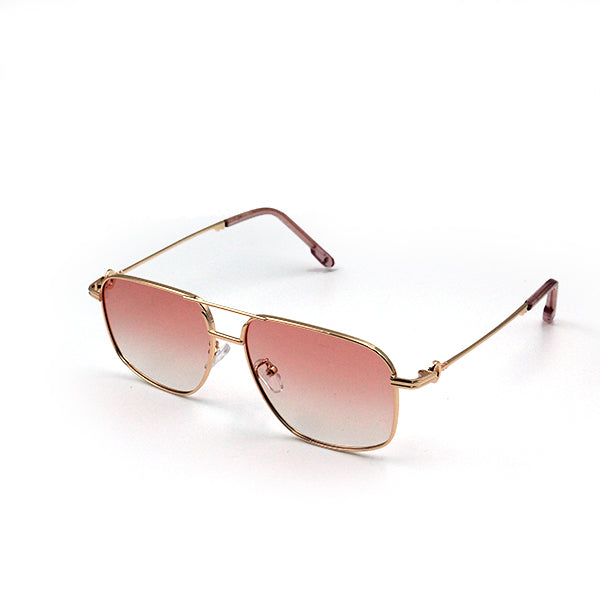 BYUSVS Lightweight Double Bridge,  Polycarbonate Stainless Steel UV Protective Sunglasses Color gold pink  BYA-TJ001-T1